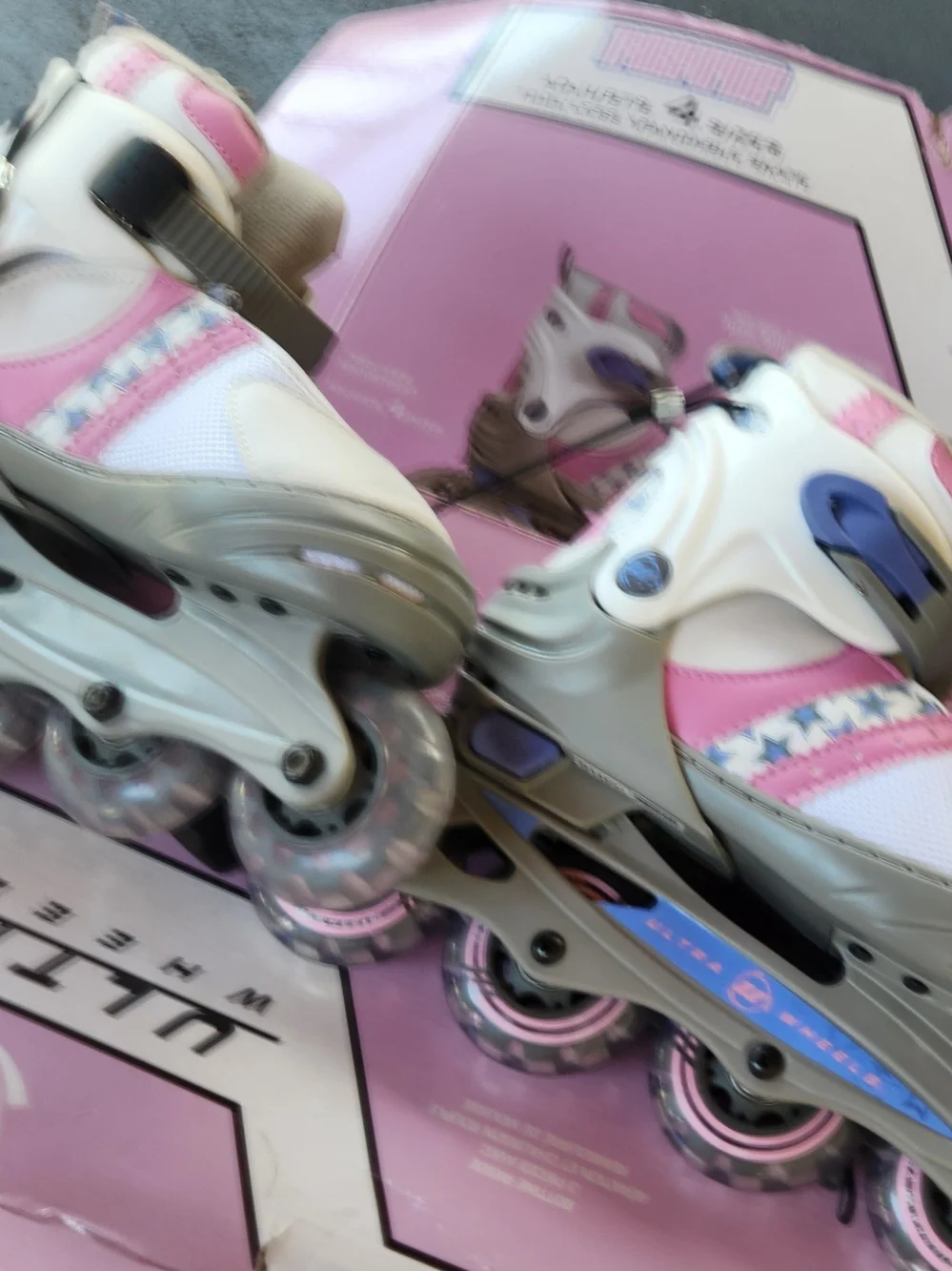 Kids Adjustable Pink and White Inline Skates
